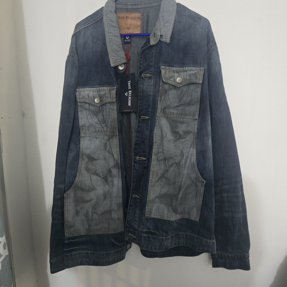 True Religion Men's Utility Denim Distressed Jacket - Picture 3 of 6